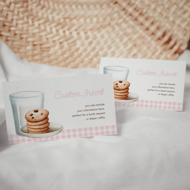 Carte D'accompagnement Lait et biscuits Baby shower rose (Créateur téléchargé)