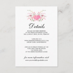 Carte D'accompagnement L'amour rose Détails du Mariage rustique