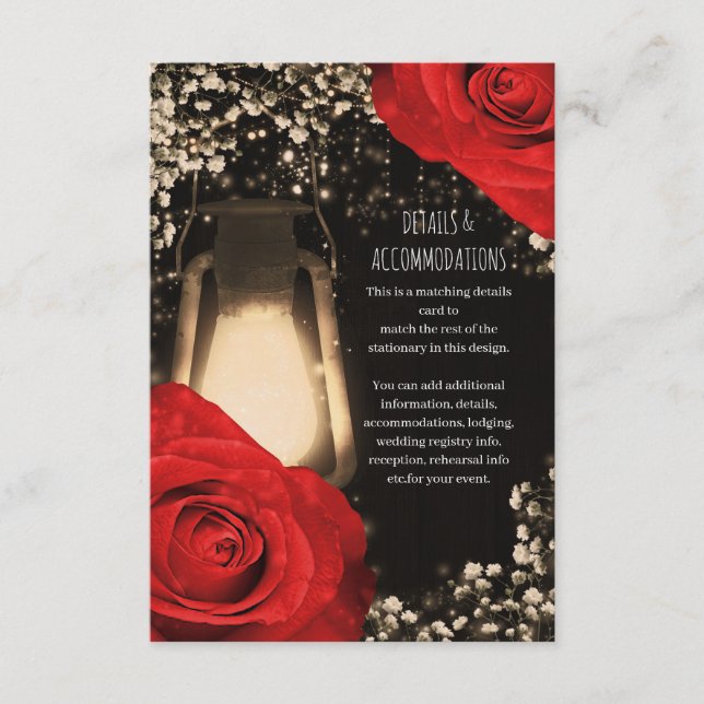 Carte D'accompagnement Lanterne de lueur rustique brillant Roses rouges M (Devant)