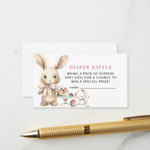 Carte D'accompagnement Lapin Baby shower fille Déchets Raffle