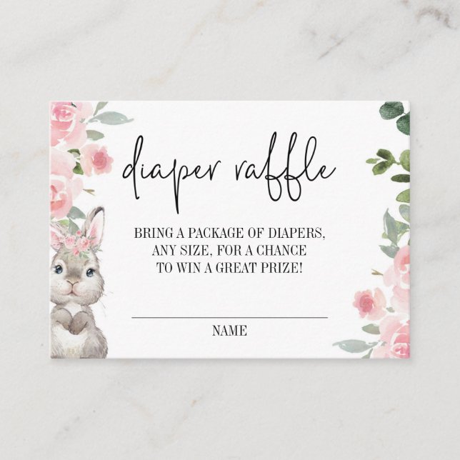 Carte D'accompagnement Lapin Baby shower Floral Déchets Raffin (Devant)