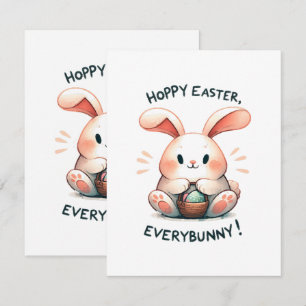 Carte D'accompagnement Lapin de Pâques Joyeuses Pâques, à tout le monde !