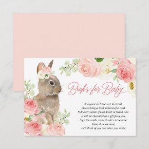 Carte D'accompagnement lapin de Pâques livres floraux rose blanc pour béb