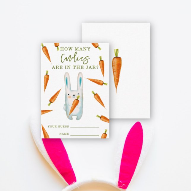Carte D'accompagnement Lapin et carottes - devinez combien de bonbons (Créateur téléchargé)