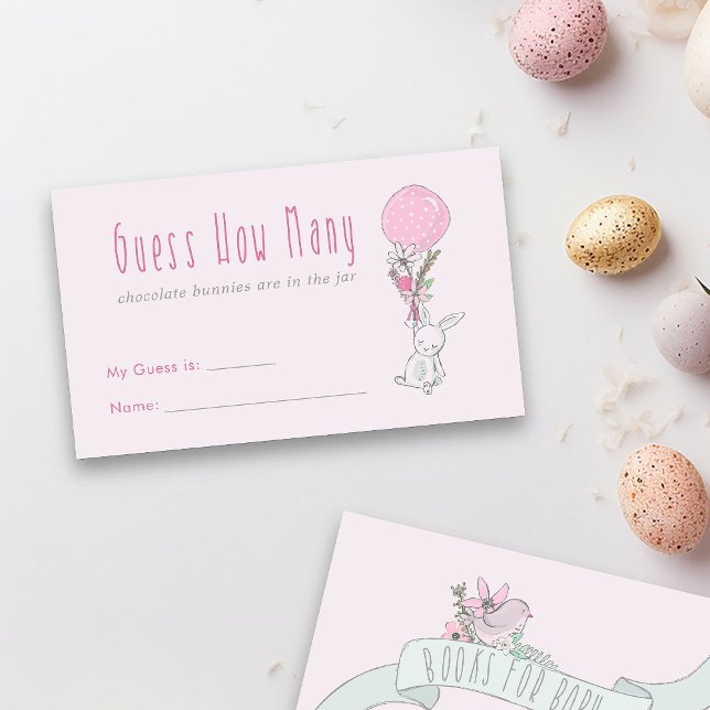 Carte D'accompagnement Lapin Lapin Combien De Baby showers Devant Jeu (Girl Baby Shower Guessing Game Card from my Little Bunny & Balloon Baby Shower collection
)