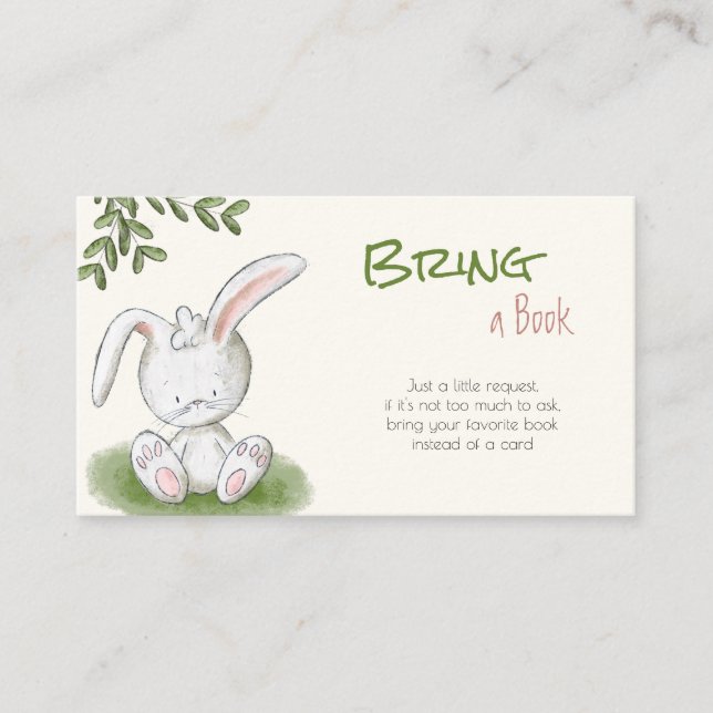 Carte D'accompagnement Lapin Lapin Verdure Genre Neutre Apportez un livre (Devant)