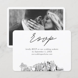 Carte D'accompagnement Las Vegas Mariage minimaliste croquis RSVP