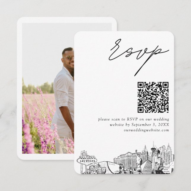 Carte D'accompagnement Las Vegas Wedding RSVP QR Code Petit (Devant / Derrière)