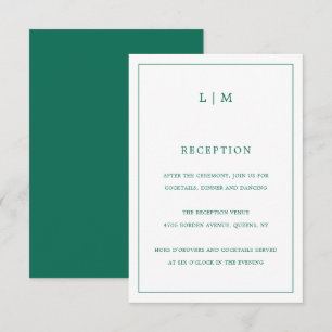 Carte D'accompagnement Lauren Emerald Green Monogramme Mariage élégant