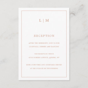 Carte D'accompagnement Lauren Rose Gold Monogramme Mariage élégant
