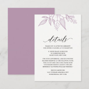 Carte D'accompagnement Lavande de Mariage floral simple et élégant