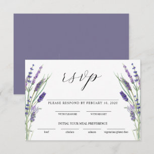 Carte D'accompagnement Lavande verte Lilac Purple Lila Wedding RSVP