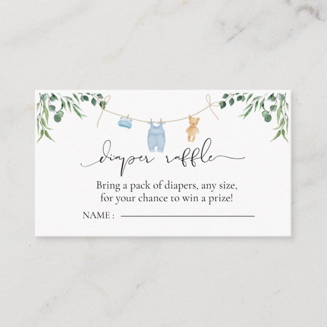 Carte D'accompagnement Lave-linge Lave-linge Baby shower de verdure bleu (Devant)
