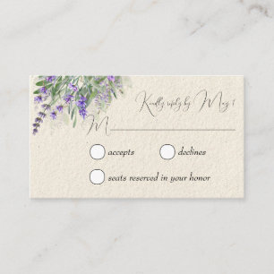 Carte D'accompagnement Lave rustique et sauge RSVP