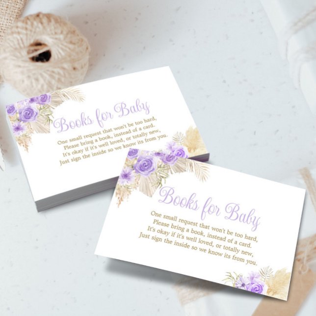 Carte D'accompagnement Lavender Boho Pampas Girl Douche Books Demande (Créateur téléchargé)