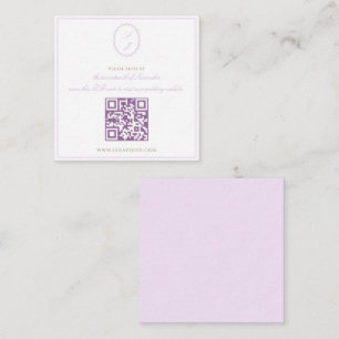 Carte D'accompagnement Lavender Classic Monogramme QR RSVP Mariage