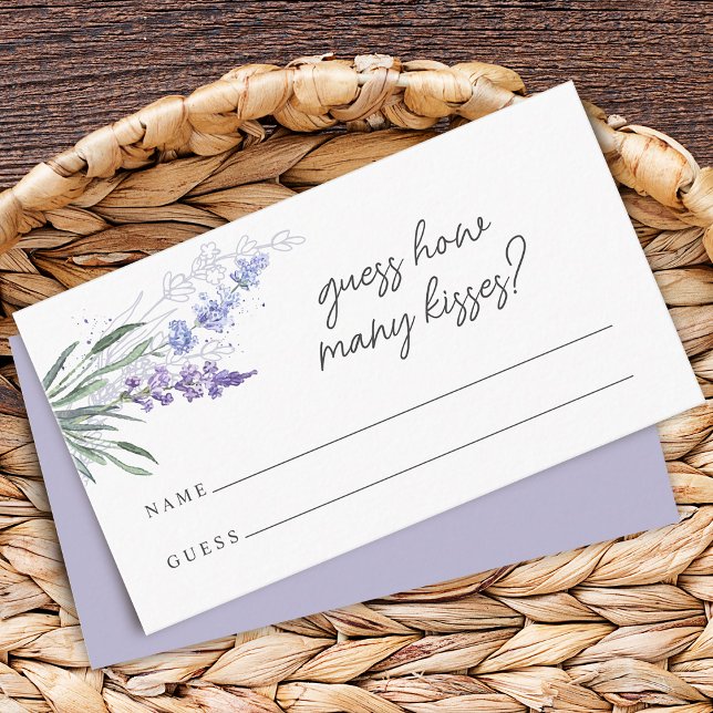 Carte D'accompagnement Lavender Devine Combien De Baisers Fête des mariée (Lavender Guess How Many Kisses Bridal Shower Game Enclosure Card)