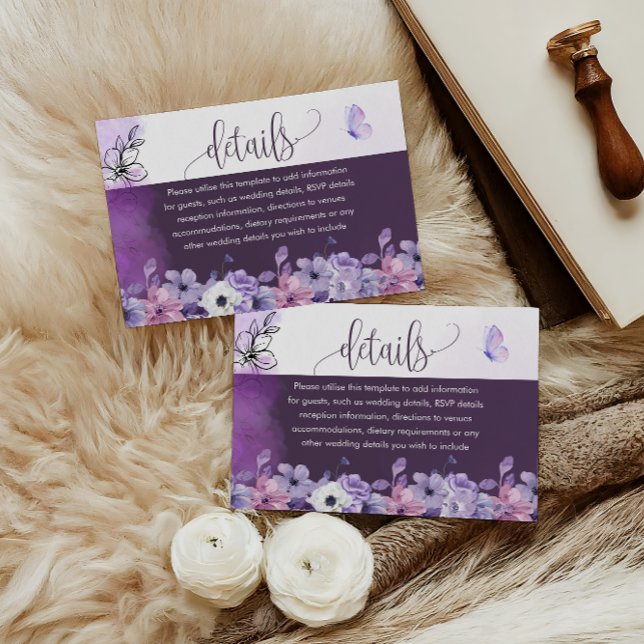 Carte D'accompagnement Lavender Floral Wedding Details Insert (Créateur téléchargé)