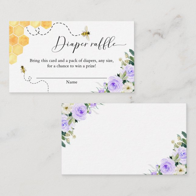Carte D'accompagnement Lavender Miel Bee Baby shower Déchets Raffle (Devant / Derrière)