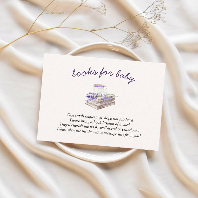 Carte D'accompagnement Lavender Nouveau Chapitre Baby shower Livres pour  (books for baby, lavender, new chapter begins, purple, bee, wildflower)