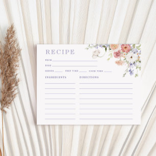 Carte D'accompagnement Lavender Pastel Fête des mariées Florale Recette