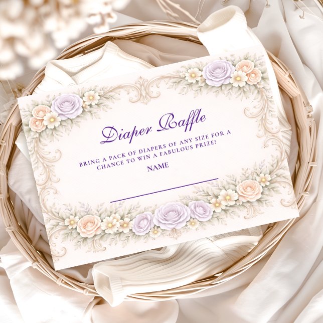 Carte D'accompagnement Lavender Rose Ornate Diapper Raffle (Créateur téléchargé)