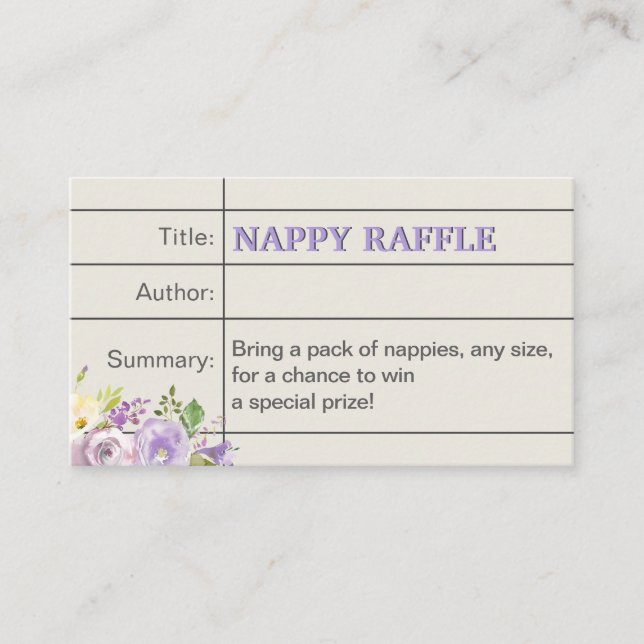 Carte D'accompagnement Lavender Storybook Baby Girl Douche Nappy Raffle (Devant)