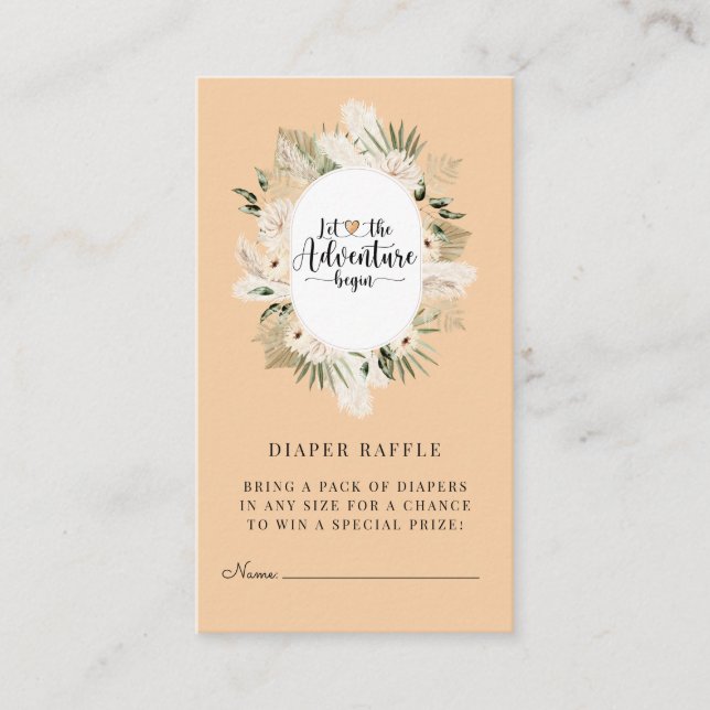 Carte D'accompagnement L'aventure commence Boho Apricot Peach Baby shower (Devant)