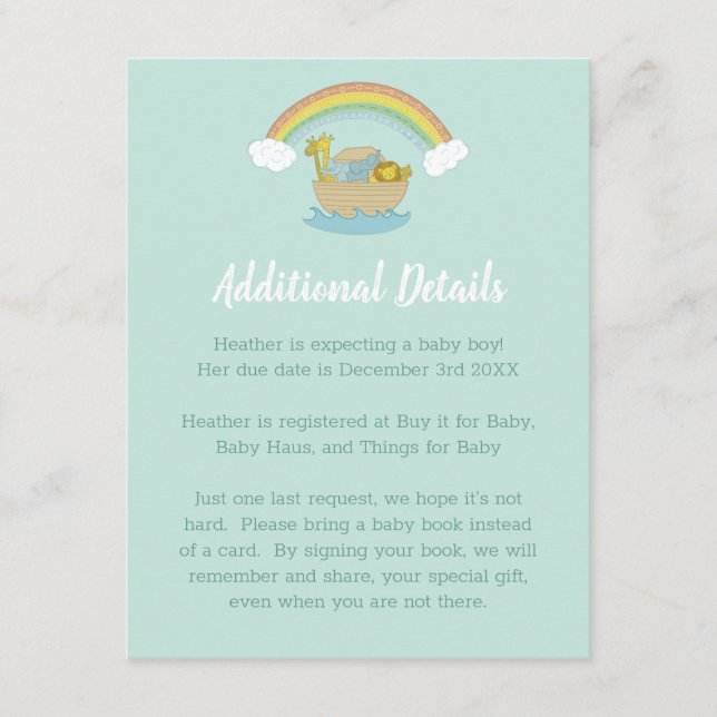 Carte D'accompagnement Le Baby shower Ark Boho de Noah (Devant)