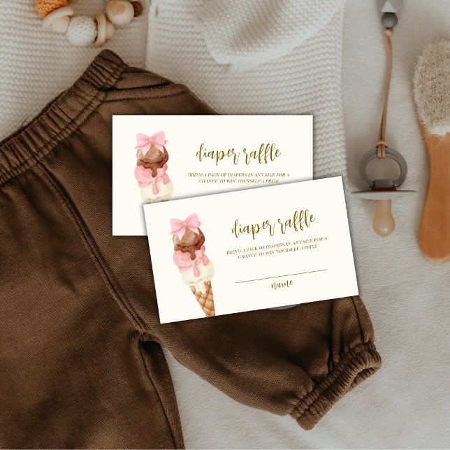 Carte D'accompagnement Le Baby shower de rousseur à la crème glacée Scoop (The Scoop Bow Ice Cream Diaper Raffle Baby Shower Enclosure Card)