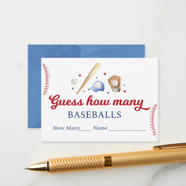 Carte D'accompagnement Le Baseball Devine Combien De Jeu D'Anniversaire (Devant/Arrière en situation)