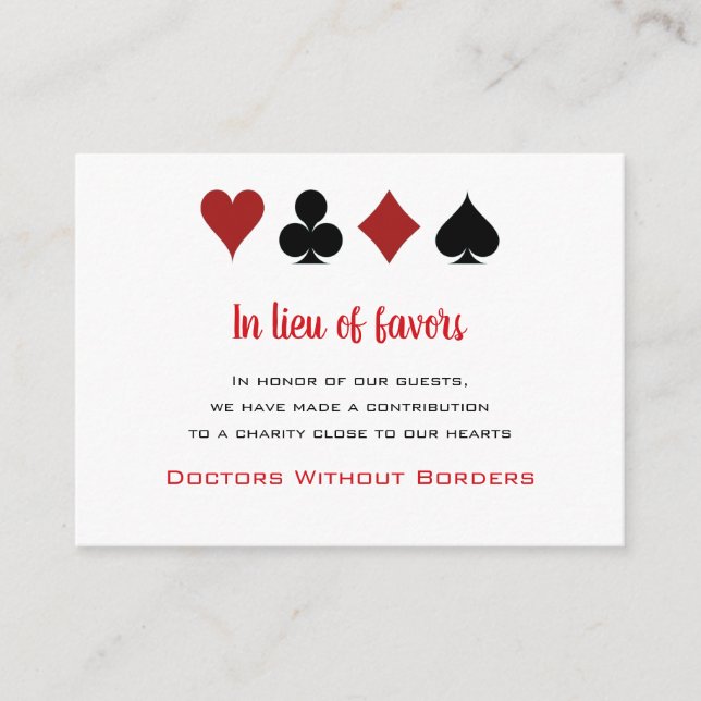 Carte D'accompagnement Le don de bienfaisance favorise Las Vegas Casino M (Devant)