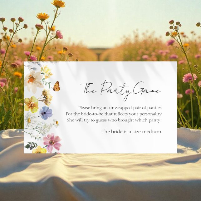 Carte D'accompagnement Le jeu de la culotte | Fête des mariées Boho Fleur (Créateur téléchargé)