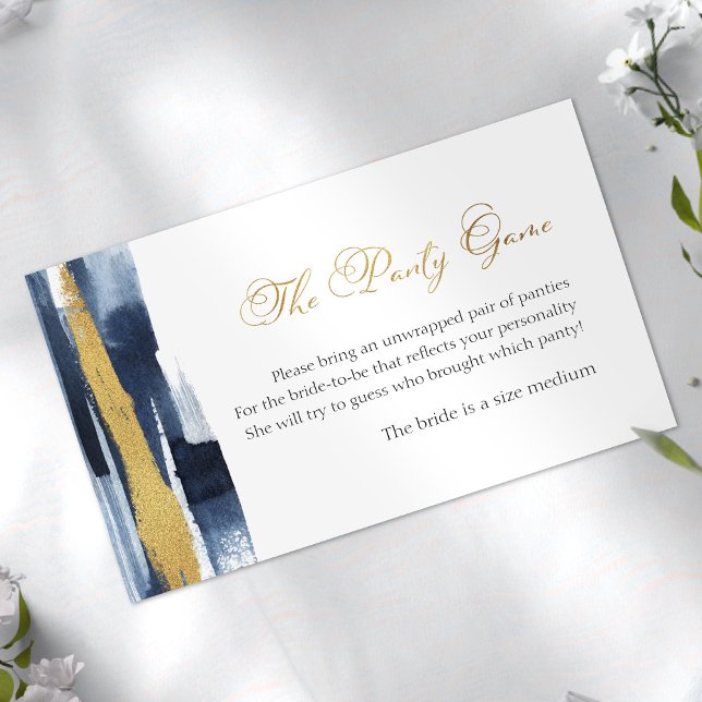 Carte D'accompagnement Le jeu de la culotte | Fête des mariées Gold Blue  (Créateur téléchargé)