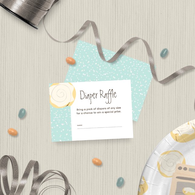 Carte D'accompagnement Le pain dans le four à friperie (Bun in the oven diaper raffle insert in blue)