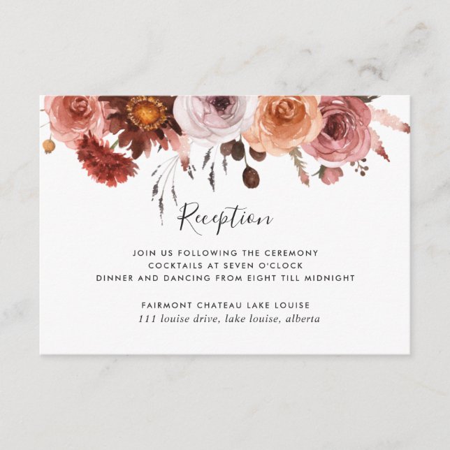 Carte D'accompagnement Le paradis en Rose Floral Mariage Réception (Devant)