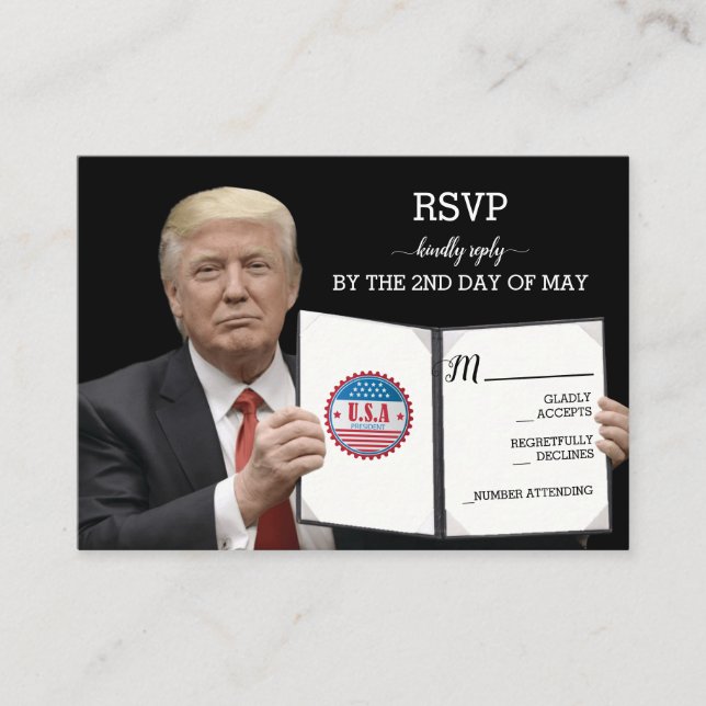 Carte D'accompagnement Le président Trump 👰 Mariage patriotique : une co (Devant)