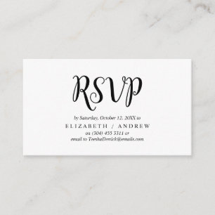 Carte D'accompagnement L'Élégant Rustic Black, Mariage RSVP, répondez