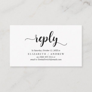 Carte D'accompagnement L'Élégant Rustic Black, Mariage RSVP, répondez