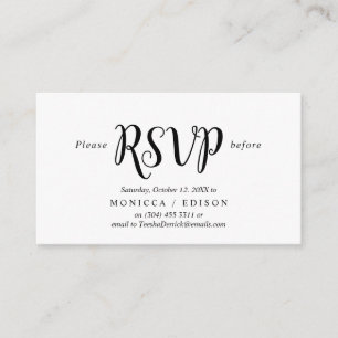 Carte D'accompagnement L'Élégant Rustic Black, parti RSVP, répond