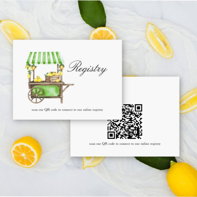 Carte D'accompagnement Lemon elegant Bridal shower QR code for registry  (Créateur téléchargé)