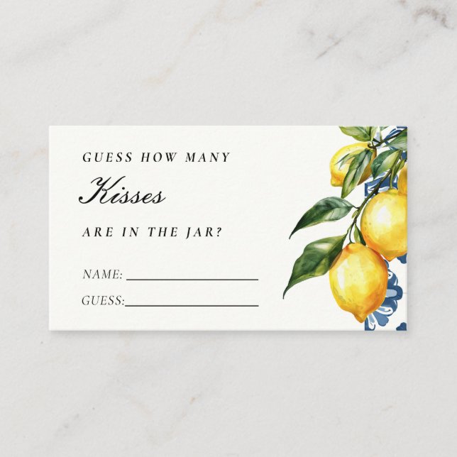 Carte D'accompagnement Lemon Positano Combien de baisers Fête des mariées (Devant)