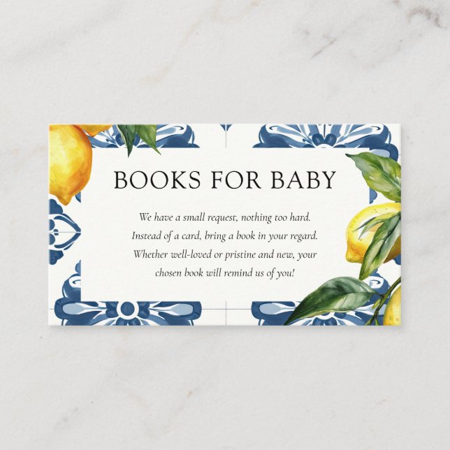 Carte D'accompagnement Lemon Positano Livres de Baby shower italien pour  (Devant)
