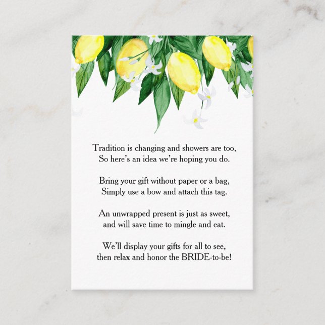 Carte D'accompagnement Lemons Blossom Fête des mariées cadeau de verdure (Devant)