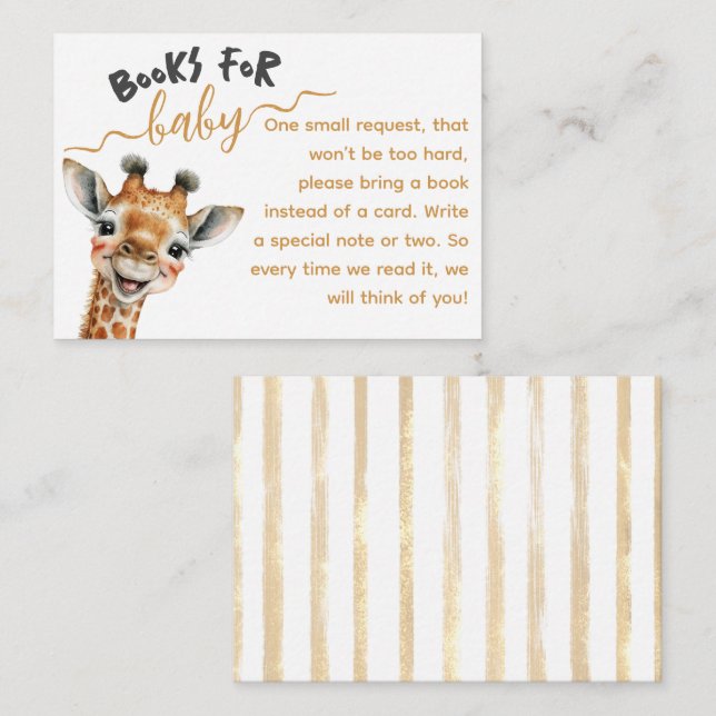 Carte D'accompagnement Les animaux Safari sauvage un livre de Baby shower (Devant / Derrière)
