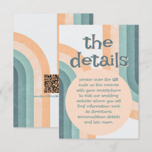 Carte D'accompagnement les années 70 Mariage arc-en-ciel Vintage