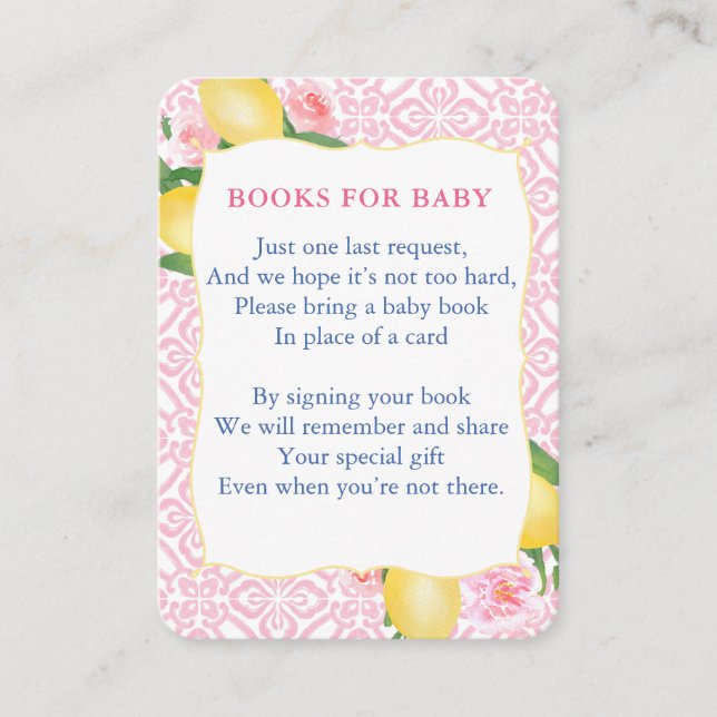 Carte D'accompagnement Les Citrons Roses Apportent Un Baby shower De Livr (Devant)