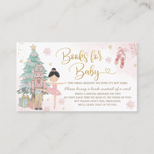 Carte D'accompagnement Les livres de Baby shower rose Nutcracker pour béb (Devant)