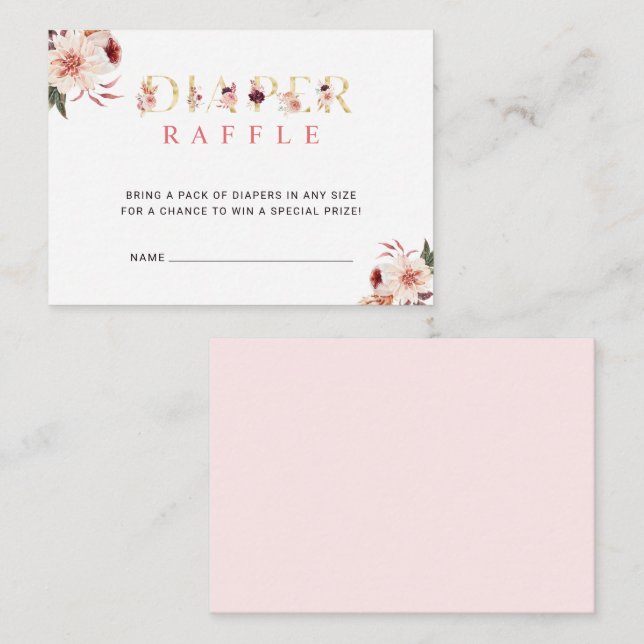 Carte D'accompagnement LETTRE D'OR Floral Raffle Brouillon Élégant (Devant / Derrière)