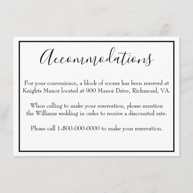 Carte D'accompagnement L'hébergement classique (Devant)